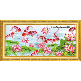 Tranh thêu chữ thập Cửu  ngư Quần Hội DLH-222822