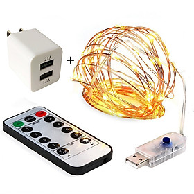 Mua Dây đèn nháy led đom đóm trang trí dùng điện 220v cắm điện lưới vàng nắng có điều khiển từ xa decor phòng  noel  giáng sinh  lễ tết (Tùy chọn chiều dài dây)
