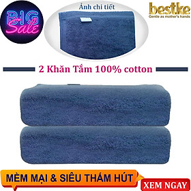 Khăn Tắm Bestke 100% COTTON xuất Khẩu Hàn Quốc, Dark blue , set 2 cái, Size 60*120cm, Towels , cotton towels