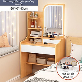 Mua Bàn trang điểm gương vuông tích hơp đèn LED có nút cảm ứng điều chỉnh dành cho cô nàng hiện đại  sang trọng