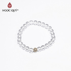 Vòng tay đá thạch anh trắng phối charm hợp kim đính đá size hạt 6mm mệnh thủy, kim - Ngọc Quý Gemstones