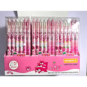 Hộp 12 Cây Bút Gel Dạng Bấm Xóa Được Hình Gấu Dâu Lotso