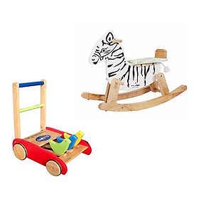 Bộ đồ chơi xe tập đi và ngựa gỗ bập bênh