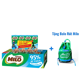 Tặng Balo Rút Milo Thùng 48 Hộp Sữa Nestlé Milo Ít Đường 180ml Hộp