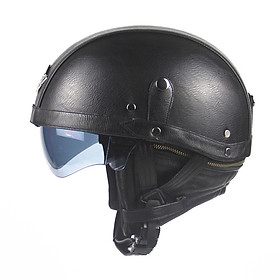 Unisex Leather Helmets for Motorcycle Retro Half Cruise Helmet Motorcycle Helmet