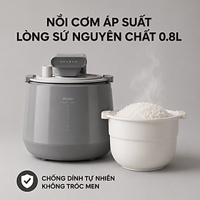 Mua Nồi Cơm Điện Áp Suất Lòng Sứ Dưỡng Sinh Mishio MK396 dung tích 0.8L cho 1-2 người – Bí Quyết Cho Cơm Gạo Lứt - Hàng chính hãng