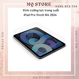 Kính cường lực cho iPad Pro 11 inch M4 2024 inch trong suốt Glass 9H chống trầy xướt ( hàng chính hãng)