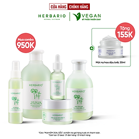 Bộ 5 Chăm Sóc Da Rau má và Diếp cá Herbario: Nước tẩy trang 300ml + Sữa rửa măt 200ml + Xịt khoáng 100ml +Mặt nạ 30ml+Tinh chất 30ml