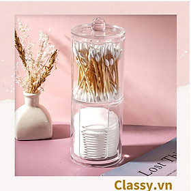 Mua Hộp trụ tròn có nắp đựng tăm bông  bông tẩy trang  mỹ phẩm  hộp đựng trang sức chất liệu mica trong suốt tiện lợi PK1715