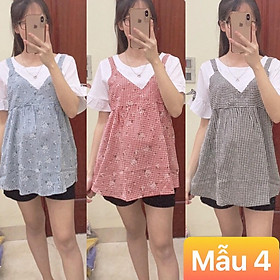 Áo bầu MÙA HÈ kẻ thêu hoa có nơ