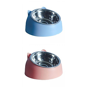 2x Cat Dog Bowls Raised Tilted Elevated Non Slip Pet Container