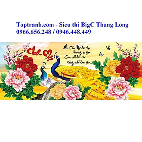 Mua Tranh thêu chữ thập chữ cha mẹ công vàng hoa mẫu đơn 223215 (110x50)chưa thêu