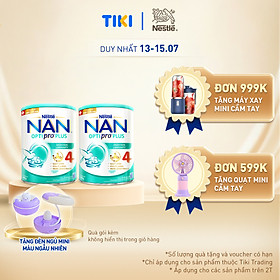 Bộ 2 lon Sữa bột Nestlé NAN OPTIPRO PLUS 4 800g/lon với 5HMO Giúp tiêu hóa tốt