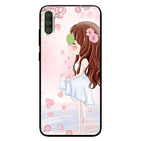 Ốp lưng dành cho Samsung A11 mẫu Cô Gái Váy Trắng Nền Hoa Đào