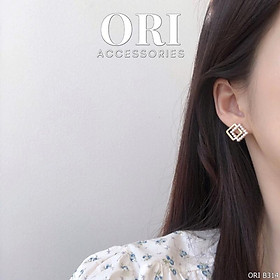 Bông tai nữ dáng nhỏ Double Square xinh xắn thời trang ORI ACCESSORIES B314