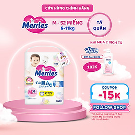 Tã/bỉm quần Merries size M - 52 miếng (dành cho bé từ 6 - 11kg)