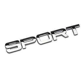 Decal tem chữ inox Sport dán đuôi xe ô tô, xe hơi Hợp kim inox, kích thước 16×2.3cm
