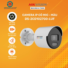 Camera IP tích hợp mic, có màu ban đêm HIKVISION DS-2CD1027G0-LUF - Hàng chính hãng