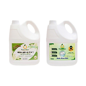 Combo Sản Phẩm  Peace Mass - Nước Giặt Xả 2 in 1 3.6l + Nước Rửa Chén 3.6 lít