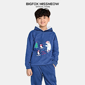 Bộ thu đông bé trai Bigfox Miss Meow, bộ nỉ bé trai vải nỉ bông dày dặn in gấu trắng Bắc Cực size trẻ em 3,4,5,...8 tuổi