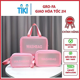 Sét 3 túi đựng mỹ phẩm trong suốt mẫu mới, sét 3 túi mỹ phẩm washbag - Hàng chính hãng