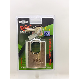 Mua AC65-07 Khóa treo chống cắt kẽm Real 65mm xi niken bóng 3 chìa khóa rãnh đôi  - Vĩ xuất khẩu màu xanh lá