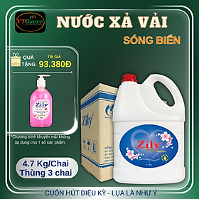 Nước xả vải Zily chai 4.7Kg (3 chai/ Thùng) - Tặng 1 Chai Nước Rửa Tay Zily 500Gr