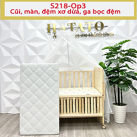 Cũi Cho Bé S218 Hatato cho trẻ từ 0-4 tuổi, cũi làm từ gỗ thông được BH-2năm có 6 chức năng làm nôi em bé và quây cũi cho bé