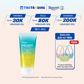 Kem chống nắng nâng tông Skin Aqua Tone up Mint Green cho da trắng có khuyết điểm đỏ, dạng tinh chất Sunplay Skin Aqua Tone Up UV Essence Mint Green SPF 50+ PA++++ 50g