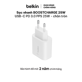 Mua Adapter sạc nhanh chân tròn BOOST↑CHARGE 25W USB-C PD (PPS) Belkin - WCA004krWH. - Hàng chính hãng - Bảo hành 2 năm
