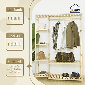 Mua Tủ kệ gỗ Tần Bì đa năng dùng treo quần áo   để đồ trang trí phòng ngủ   phòng khách  . Dễ tháo lắp gấp gọn YESURE HOME DECOR - Hàng chính hãng
