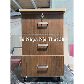 Tủ, Kệ Đầu Giường Nhựa Đài Loan Cao 70cm Ngang 42cm Sâu 42cm Màu Óc Chó K113
