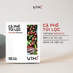 Cà phê Robusta túi lọc nguyên chất tiện lợi rang mộc ViXi 80g