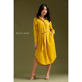 Baciami-Đầm Sơ Mi Tay Dài Phôm Rộng