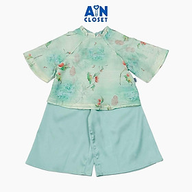 Bộ quần áo Pháp Phục Dài tay lỡ bé gái hoạ tiết Thanh Mai Lụa Xanh - AICDBGPEVXPM - AIN Closet