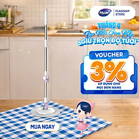 Cây Lau Nhà Đơn MyJae Sợi Microfiber Xoay 360 Độ Phù Hợp Cho Nhiều Loại Thùng Lau 134cm