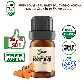 Tinh Dầu Nghệ Nguyên Chất Hữu Cơ MỘC THỦY 100ML - Turmeric Essential Oil - Khử Mùi Xông Thơm Phòng, Thư Giãn - Đạt chuẩn chất lượng kiểm định