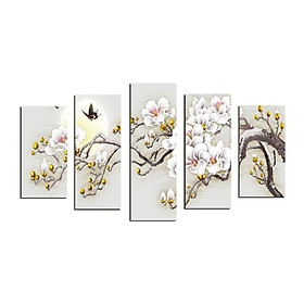 Mua Tranh treo tường phòng khách hiện đại-Hoa 3D H 553/ Gỗ MDF cao cấp/Bo viền góc tròn
