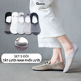 Combo 5 đôi Tất Lười Nam Invisible đệm cao su chống trượt, Vớ Nam đi giày lười phối lưới thoáng khí - VLN-INVISIBLE-CB5