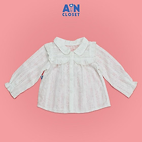 Áo Sơ mi Dài tay bé gái họa tiết Hoa Cánh bướm trắng cotton boi - AICDBGEXS0CH - AIN Closet