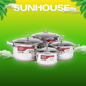 Mua Bộ 4 Nồi Inox 3 Đáy Sunhouse SHG686