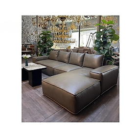Mua Sofa góc L 100% da bò Italy Tundo màu nâu SFLCT16 3m2 x 1m6 hàng cao cấp chuẩn da bò nhập khẩu Ý