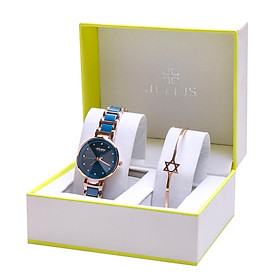 Combo đồng hồ nữ và lắc tay Nữ Julius Ja-1209 màu xanh