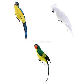 3x Colorful Bird Feather Realistic Home Garden Decor Ornament Parrot Bird