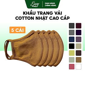 Khẩu Trang Vải Nam Nữ Khẩu Trang Kaki Vàng Nâu Cotton Nhật Cao Cấp Chống Nắng Combo 5 Cái