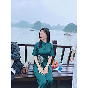 ĐỒ LAM ĐI CHÙA Mẫu Lụa Cao Cấp 3 Cúc Hoa