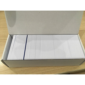 Hộp 250 thẻ nhựa PVC trắng - Thẻ cán bóng chưa in - Chuẩn CR80 - Có bao bọc chống bụi, in tốt trên máy in thẻ nhựa trực tiếp, gián tiếp - Độ dày thẻ tiêu chuẩn 0.76 mm