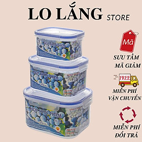 Mua Bộ 3 hộp nhựa đựng thực phẩm đa năng có ron cao su nắp gài đậy kín cao cấp