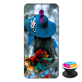 Ốp lưng điện thoại Oppo Reno hình Cô Gái Mũ Xanh tặng kèm giá đỡ điện thoại iCase xinh xắn - Hàng chính hãng