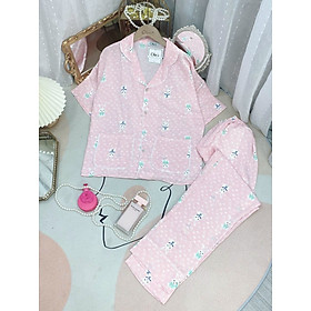 [Bán Giá Sỉ] Bộ Pijama Lụa Cánh Dơi Thỏ Trắng size dưới 58kg